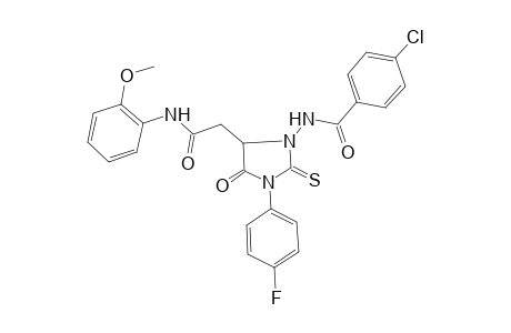 4-Chloranyl-N-[3-(4-fluorophenyl)-5-[2-[(2-methoxyphenyl)amino]-2-oxidanylidene-ethyl]-4-oxidanylidene-2-sulfanylidene-imidazolidin-1-yl]benzamide