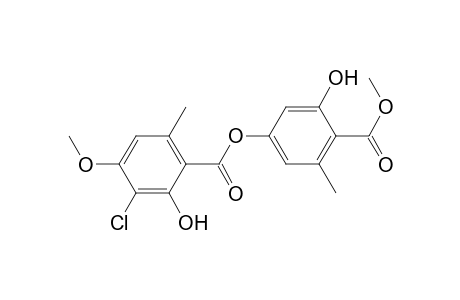 Benzoic acid, 3-chloro-2-hydroxy-4-methoxy-6-methyl-, 3-hydroxy-4-(methoxycarbonyl)-5-methylphenyl ester