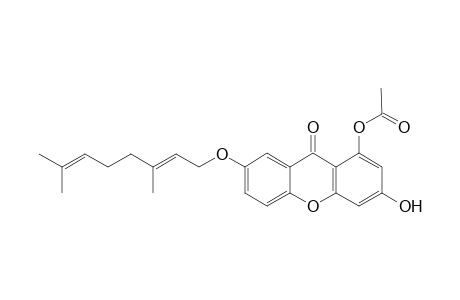 Acetic acid 7-((E)-3,7-dimethyl-octa-2,6-dienyloxy)-3-hydroxy-9-oxo-9H-xanthen-1-yl ester