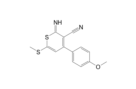 2-Imino-6-methylthio-4-(4-methoxyphenyl)-2H-thiopyran-3-carbonitrile