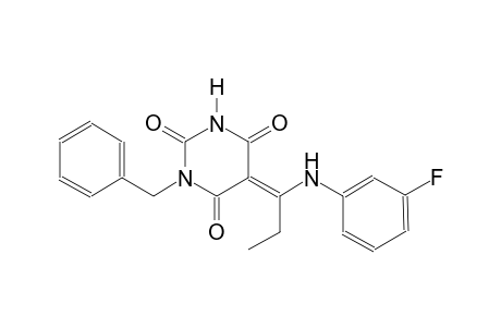 (5E)-1-benzyl-5-[1-(3-fluoroanilino)propylidene]-2,4,6(1H,3H,5H)-pyrimidinetrione