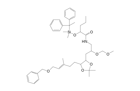 2-[(t-Butyldiphenylsilyl)oxy]pentanoyl [3'-{5"-[5"'-benzyloxy-3"'-methylpent-3''-enyl]-2",2"-dimethyl-[1",3"]-dioxolan-4"-yl}-2'-[(methoxy)methoxypropyl)-amide