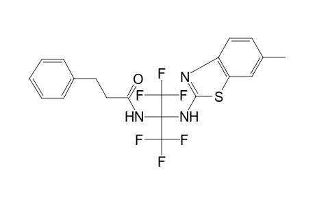 3-Phenyl-N-[2,2,2-trifluoro-1-[(6-methyl-1,3-benzothiazol-2-yl)amino]-1-(trifluoromethyl)ethyl]propanamide