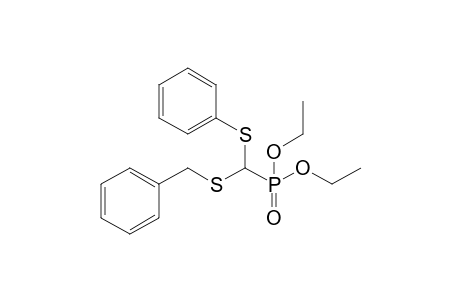[Diethoxyphosphoryl(phenylsulfanyl)methyl]sulfanylmethylbenzene