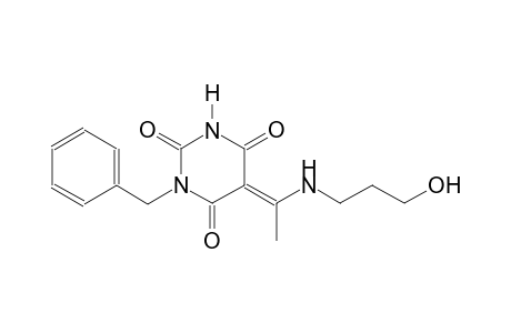 (5E)-1-benzyl-5-{1-[(3-hydroxypropyl)amino]ethylidene}-2,4,6(1H,3H,5H)-pyrimidinetrione