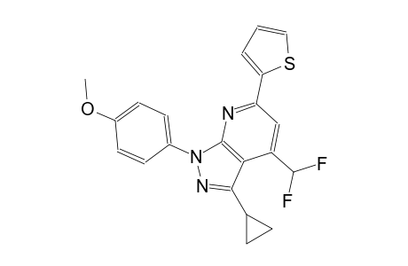 1H-pyrazolo[3,4-b]pyridine, 3-cyclopropyl-4-(difluoromethyl)-1-(4-methoxyphenyl)-6-(2-thienyl)-