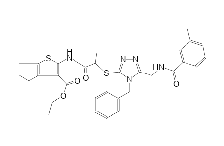 4H-cyclopenta[b]thiophene-3-carboxylic acid, 5,6-dihydro-2-[[2-[[5-[[(3-methylbenzoyl)amino]methyl]-4-(phenylmethyl)-4H-1,2,4-triazol-3-yl]thio]-1-oxopropyl]amino]-, ethyl ester