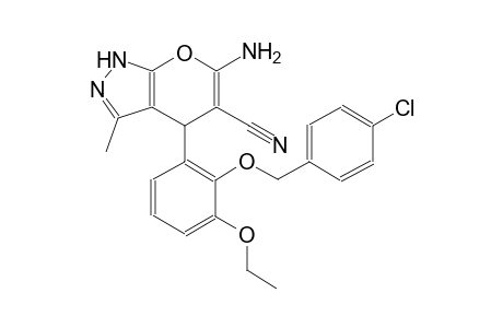 6-amino-4-{2-[(4-chlorobenzyl)oxy]-3-ethoxyphenyl}-3-methyl-1,4-dihydropyrano[2,3-c]pyrazole-5-carbonitrile