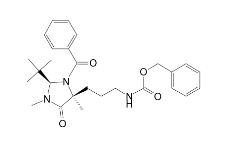 Carbamic acid, [3-[3-benzoyl-2-(1,1-dimethylethyl)-1,4-dimethyl-5-oxo-4-imidazolidinyl]propyl]-, phenylmethyl ester, (2S-cis)-