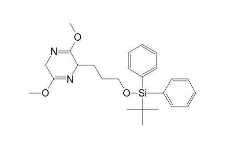 Pyrazine, 2-[3-[[(1,1-dimethylethyl)diphenylsilyl]oxy]propyl]-2,5-dihydro-3,6-dimethoxy-, (.+-.)-