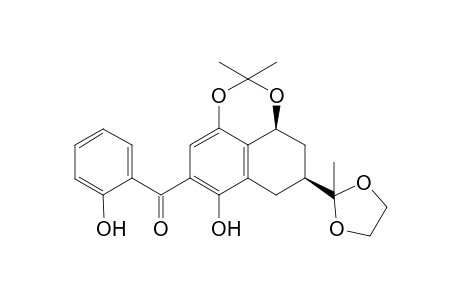 Ethylene glycol ketal of cis-3-acetyl-6-(o-hydroxybenzoyl)-1,5,8-trihydroxytetralin 1,8-acetamide