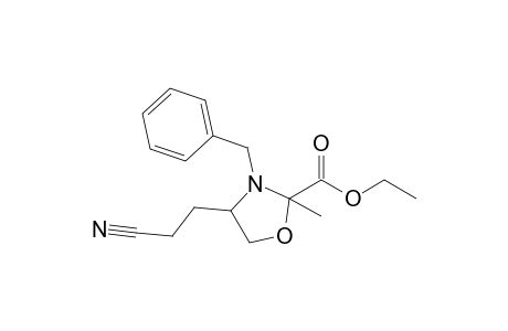 4-(2-cyanoethyl)-3-benzyl-2-methyloxazolidine-2-carboxylic acid ethyl ester