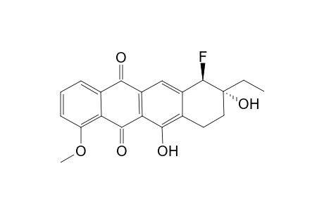(+-)-6,9-Dihydroxy-9-ethyl-10-fluoro-4-methoxy-7,8,9,1o-tetrahydronaphthacen-5,12-dione