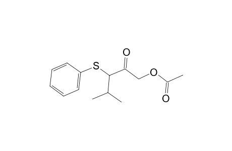 4-Methyl-2-oxo-3-(phenylsulfanyl)pentyl acetate
