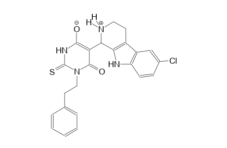 5-(6-chloro-2,3,4,9-tetrahydro-1H-pyrido[3,4-b]indol-2-ium-1-yl)-6-oxo-1-phenethyl-2-thioxo-1,2,3,6-tetrahydropyrimidin-4-olate