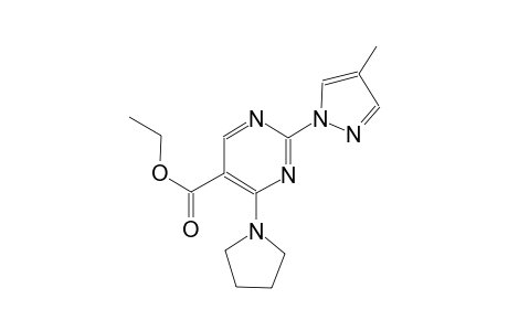 ethyl 2-(4-methyl-1H-pyrazol-1-yl)-4-(1-pyrrolidinyl)-5-pyrimidinecarboxylate