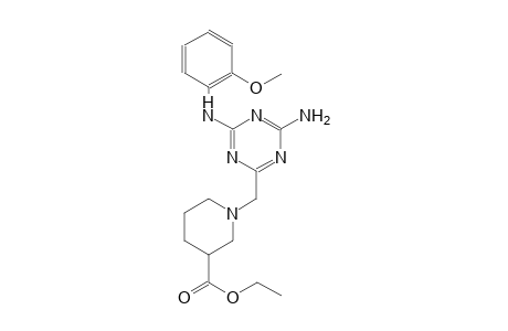 ethyl 1-{[4-amino-6-(2-methoxyanilino)-1,3,5-triazin-2-yl]methyl}-3-piperidinecarboxylate