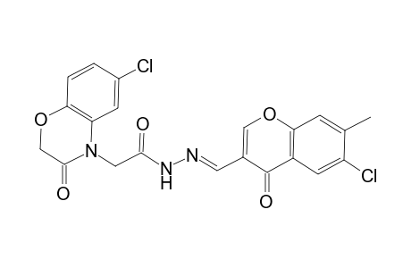 N'-[(E)-(6-chloro-7-methyl-4-oxo-4H-chromen-3-yl)methylidene]-2-(6-chloro-3-oxo-2,3-dihydro-4H-1,4-benzoxazin-4-yl)acetohydrazide