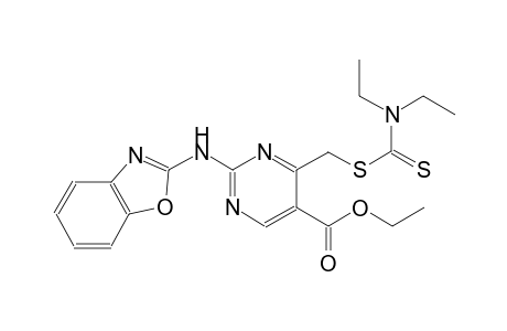 ethyl 2-(1,3-benzoxazol-2-ylamino)-4-({[(diethylamino)carbothioyl]sulfanyl}methyl)-5-pyrimidinecarboxylate