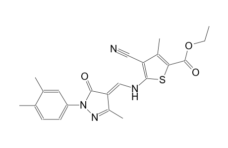 2-thiophenecarboxylic acid, 4-cyano-5-[[(E)-[1-(3,4-dimethylphenyl)-1,5-dihydro-3-methyl-5-oxo-4H-pyrazol-4-ylidene]methyl]amino]-3-methyl-, ethyl ester