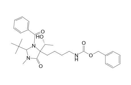 Carbamic acid, [4-[3-benzoyl-2-(1,1-dimethylethyl)-4-(1-hydroxyethyl)-1-methyl-5-oxo-4-imidazolidinyl]butyl]-, phenylmethyl ester, [2S-[2.alpha.,4.beta.(S*)]]-