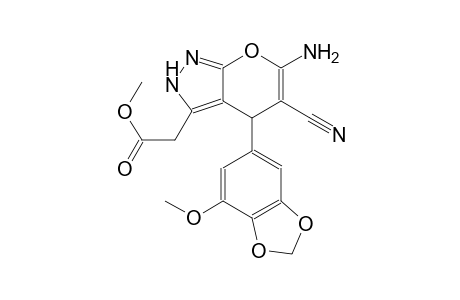 pyrano[2,3-c]pyrazole-3-acetic acid, 6-amino-5-cyano-2,4-dihydro-4-(7-methoxy-1,3-benzodioxol-5-yl)-, methyl ester