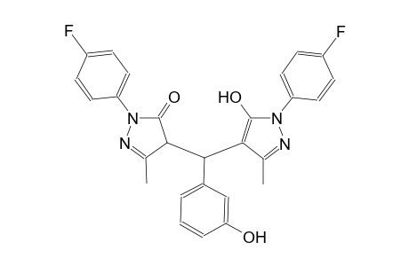 2-(4-fluorophenyl)-4-[[1-(4-fluorophenyl)-5-hydroxy-3-methyl-1H-pyrazol-4-yl](3-hydroxyphenyl)methyl]-5-methyl-2,4-dihydro-3H-pyrazol-3-one