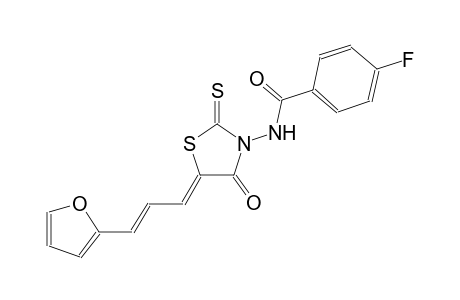 4-fluoro-N-{(5Z)-5-[(2E)-3-(2-furyl)-2-propenylidene]-4-oxo-2-thioxo-1,3-thiazolidin-3-yl}benzamide