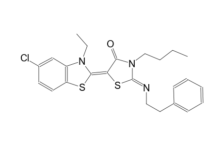 (2Z,5Z)-3-butyl-5-(5-chloro-3-ethyl-1,3-benzothiazol-2(3H)-ylidene)-2-{[(Z)-2-phenylethyl]imino}-1,3-thiazolidin-4-one