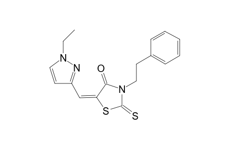 (5E)-5-[(1-ethylpyrazol-3-yl)methylene]-3-phenethyl-2-thioxo-thiazolidin-4-one