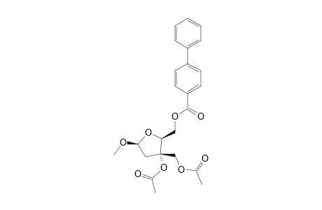 METHYL-3-C-AETOXYMETHYL-3-O-ACETYL-2-DEOXY-5-O-(4-PHENYLBENZOYL)-BETA-D-ERYTHRO-PENTOFURANOSIDE