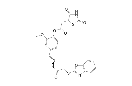 4-((E)-{[(1,3-benzoxazol-2-ylsulfanyl)acetyl]hydrazono}methyl)-2-methoxyphenyl (2,4-dioxo-1,3-thiazolidin-5-yl)acetate