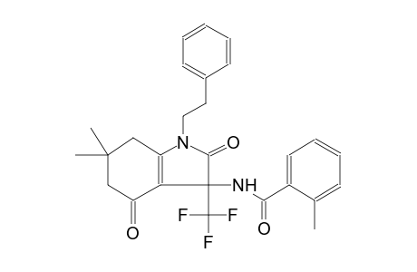 N-[6,6-dimethyl-2,4-dioxo-1-(2-phenylethyl)-3-(trifluoromethyl)-2,3,4,5,6,7-hexahydro-1H-indol-3-yl]-2-methylbenzamide