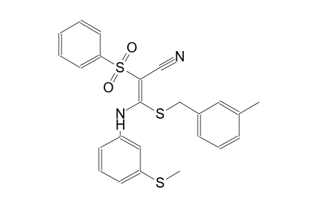 2-propenenitrile, 3-[[(3-methylphenyl)methyl]thio]-3-[[3-(methylthio)phenyl]amino]-2-(phenylsulfonyl)-, (2E)-
