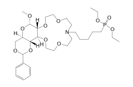 1-O-Methyl-4,6-O-benzylidene-2,3-dideoxy-.alpha.,D-glucopyranosido[2,3-h]-N-(O,O-diethylphosphonopentyl)-1,4,7,10-tetraoxa-13-azacyclopentadecane