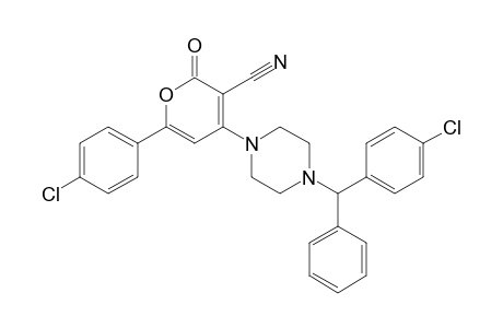 6-(4-chlorophenyl)-4-[4-[(4-chlorophenyl)-phenyl-methyl]piperazin-1-yl]-2-oxidanylidene-pyran-3-carbonitrile