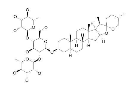 INDIOSIDE_I;3-O-{ALPHA-L-RHAMNOPYRANOSIDE-(1->2)-O-[ALPHA-L-RHAMNOPYRANOSIDE-(1->4)]-BETA-D-GLUCOPYRANOSYL}-(22-R,25-S)-