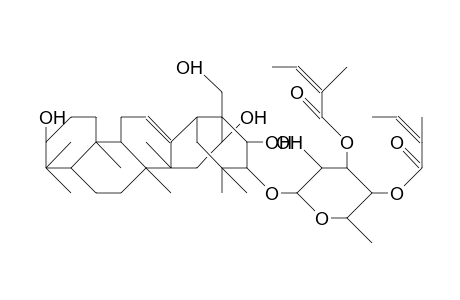21-O-(3,4-Di-O-angeloyl).beta.-D-fucopyranosyl-theasapogenol-B