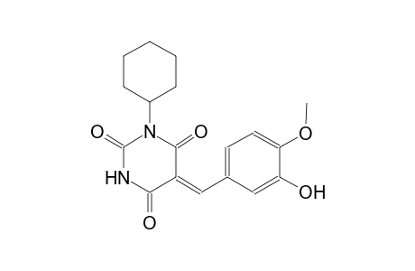 (5Z)-1-cyclohexyl-5-(3-hydroxy-4-methoxybenzylidene)-2,4,6(1H,3H,5H)-pyrimidinetrione