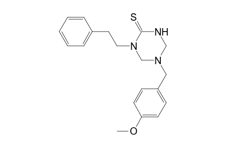 1,3,5-Triazine-2(1H)-thione, tetrahydro-5-[(4-methoxyphenyl)methyl]-1-(2-phenylethyl)-