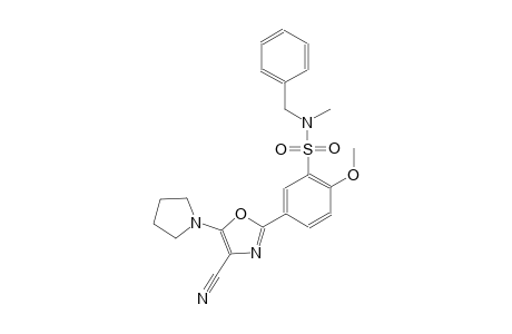 benzenesulfonamide, 5-[4-cyano-5-(1-pyrrolidinyl)-2-oxazolyl]-2-methoxy-N-methyl-N-(phenylmethyl)-