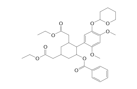 2-[2,4-Dimethoxy-5-(tetrahydro-2H-pyran-2-yloxy)phenyl]-3,5-bis(2-ethoxy-2-oxoethyl)cyclohexyl benzoate