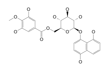 1,4,8-TRIHYDROXYNAPHTHALENE-1-O-BETA-D-[6'-O-(3'',5''-DIHYDROXY-4''-METHOXYBENZOYL]-GLUCOPYRANOSIDE