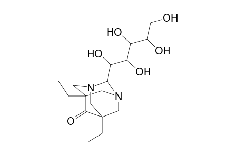 1-C-(5,7-diethyl-6-oxo-1,3-diazatricyclo[3.3.1.1~3,7~]dec-2-yl)pentitol