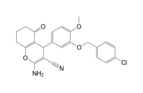 2-amino-4-{3-[(4-chlorobenzyl)oxy]-4-methoxyphenyl}-5-oxo-5,6,7,8-tetrahydro-4H-chromene-3-carbonitrile