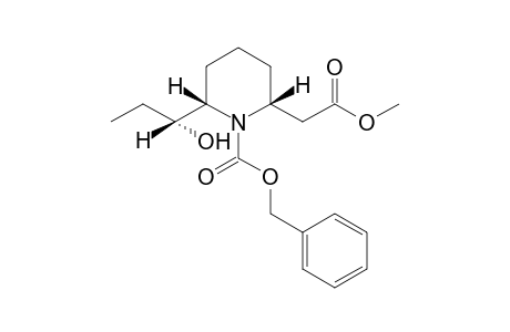 (2S,6R)-2-[(1R)-1-hydroxypropyl]-6-(2-keto-2-methoxy-ethyl)piperidine-1-carboxylic acid benzyl ester