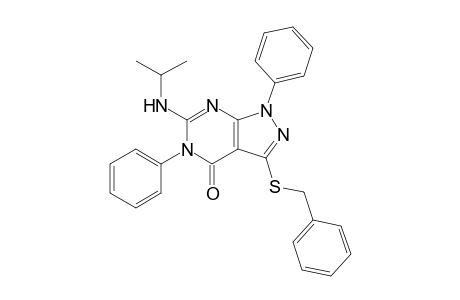 1,5-Diphenyl-3-(phenylmethylsulfanyl)-6-(propan-2-ylamino)pyrazolo[3,4-d]pyrimidin-4-one