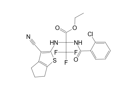 Propanoic acid, 2-(2-chlorobenzoylamino)-2-(5,6-dihydro-3-cyano-4H-cyclopenta[b]thien-2-ylamino)-3,3,3-trifluoro-, ethyl ester