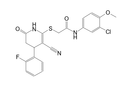 N-(3-chloro-4-methoxyphenyl)-2-{[3-cyano-4-(2-fluorophenyl)-6-oxo-1,4,5,6-tetrahydro-2-pyridinyl]sulfanyl}acetamide