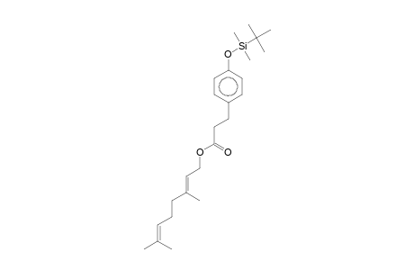 Benzenepropanoic acid, 4-(t-butyldimethylsilyloxy)-, 3,7-dimethyl-2,6-octadienyl ester